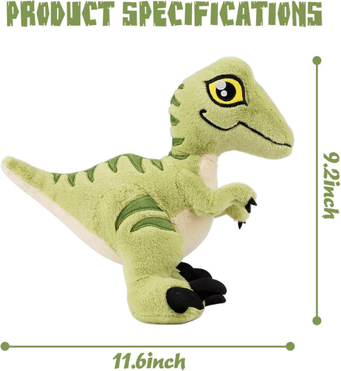 TCBunny Baby Dinosaur 12" Bedtime Stuffed Animal Plush Toy, Kid's Gifts for Boys, Girls, Birthday, Valentine, Christmas, Veliciraptor - Green