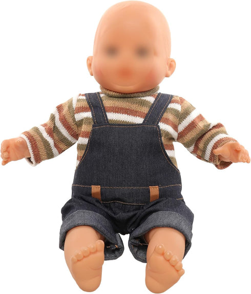 Miunana Baby Doll Dress with Bear Backpack for 13-16 Inch Dolls, One-Piece Dress and Pajamas