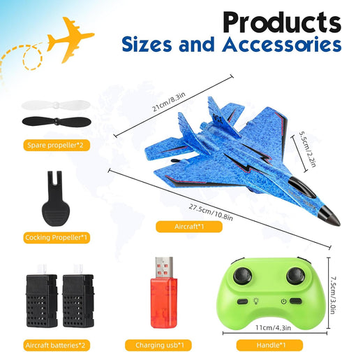 Kimmol 2CH 2.4Ghz RC Plane, Remote Control Airplane Toy - RC Plane Remote Control Planes Rc Aircraft with Lights