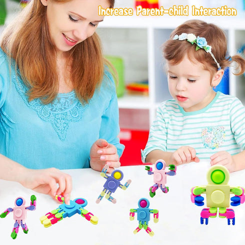 Arlkono 8 Pcs Transformable Fidget Spinners for Kids, Robot Fidget Toys Spinner for Boys and Girls Anxiety, Sensory