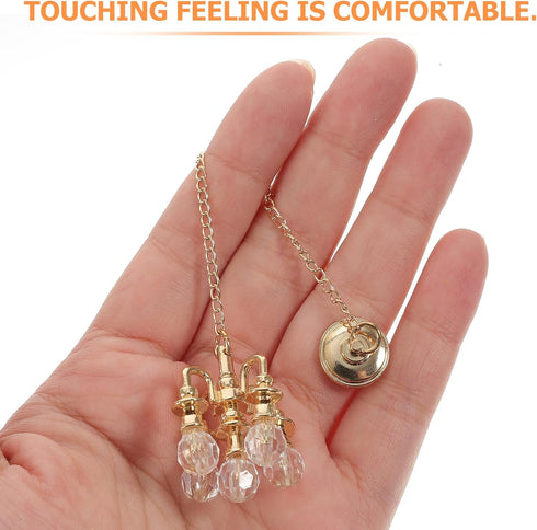 2Pcs 1:12 Toddmomy Dollhouse Miniature Chandelier Scale Tiny House Ceiling Light Durable Alloy Hanging Lamp for DIY