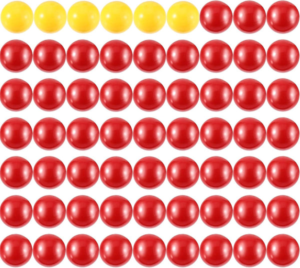 Gejoy 63 Pieces Game Replacement Marbles, 3 Set Compatible with Hungry Hippos, 57 Red and 6 Yellow Balls