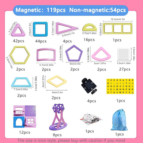 AOMIKS Magnetic Blocks for Kids, 173 Piece Mini Magnetic Building Tiles, Educational STEM Toys for Ages 3-8