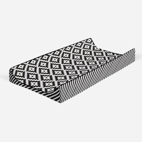 Stylish Black/White Striped Diaper Changing Pad Cover