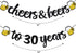 Joymee Cheers to 30 Years Black Glitter Banner for 30th Birthday, Wedding Anniversary Party Supplies Decorations