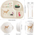 Bamboo Toddler Dinnerware Set, 5Pcs Kids Plates and Bowls Set, Includes Plate, Bowl, Cup, Fork, and Spoon
