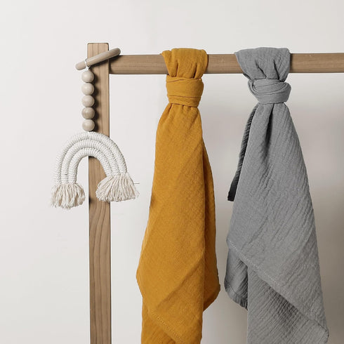 Muslin Swaddle Blankets, Neutral Burp Cloths, Receiving Blanket for Newborn Boys and Girls, 5 Pack Breathable Swaddle