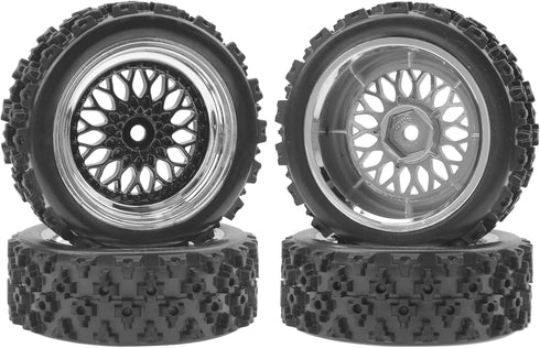 ShareGoo RC 1/10 On Road Tires & Wheel, 12mm Hex Plastics Rims Compatible with Tamiya TT01 TT02 Kyosho Traxxas 4Tec