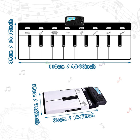 M SANMERSEN Kids Musical Piano Mat, Floor Keyboard Mat with 8 Instruments Sounds, Early Educational Toys for 1-5 Year