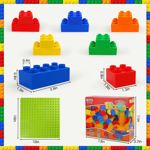 aotipol Building Blocks for Kids, 101-piece Large Classic Building Bricks Set, Basic STEM Toys Gift for All Ages
