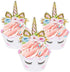 Unicorn Cupcake Toppers and Wrappers - 40 Reversible Rainbow Liners with Cute Decorations for Birthday Party