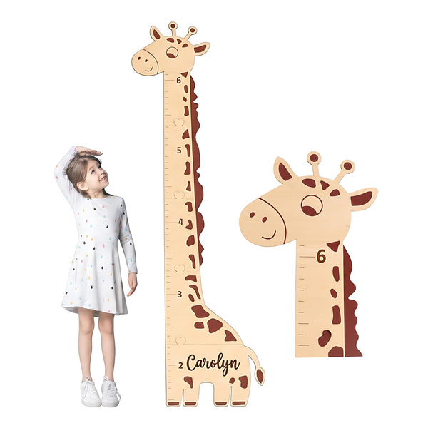 Personalized Giraffe Growth Chart, Wooden Height Ruler, Nursery Decor for Children