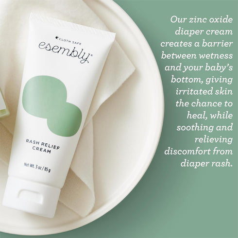 Esembly Rash Relief Cream, Organic Zinc Oxide Barrier Cream, Soothes and Heals Diaper Rash, Natural Aid for Baby Bottom