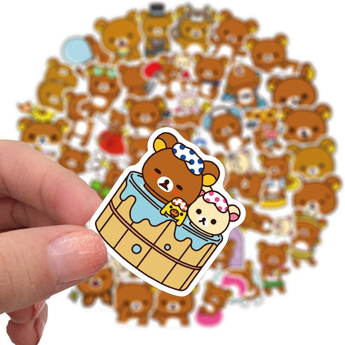 50PCS Kawaii Cartoon Bear Stickers for Kids and Teens, Vinyl Waterproof Sticker Pack for Skateboard, Phone, Party Décor