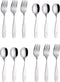 ANNOVA Kids Silverware 12 Pieces - Children's Safe Flatware Set, Stainless Steel, 6 Forks & 6 Dinner Spoons (Engraved