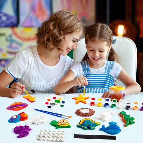 Set Juboury Kids Arts and Crafts Plaster Painting Craft Kit Art - Painting Your Own Space Dinosaurs & Marine Life