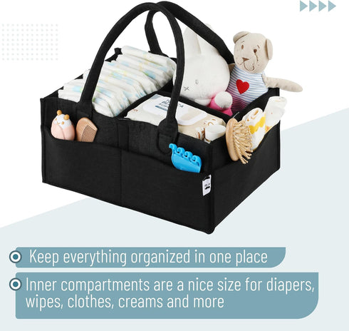 Mr. Pen Baby Diaper Organizer - Medium Black Nursery Storage Bin
