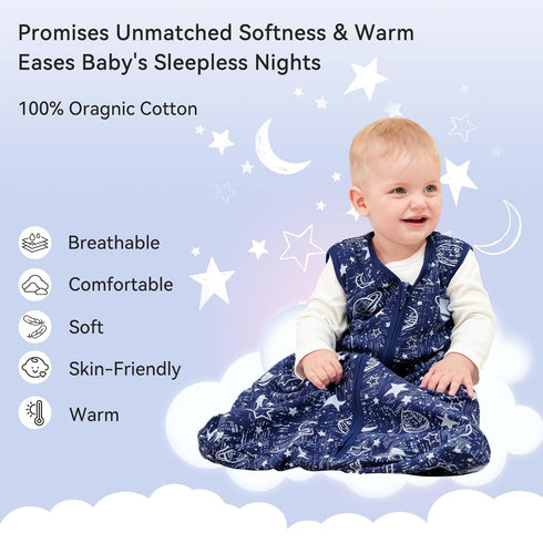6-12 3 Pack 100% 0.5 2-Way Unnivoll Baby Sleep Sack Months Cotton Lightweight TOG Wearable Blanket Baby Sleep Bag