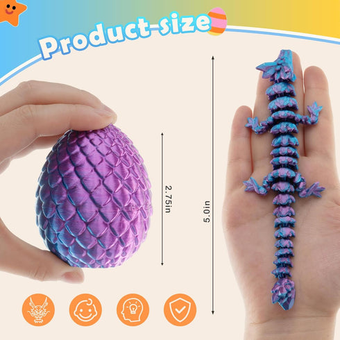 6 3D 1 Set, Mydethun PCS Printed Dragon Eggs, Glow in the Dark Dragon - Customizable Lore Cards, Articulated Fidget Toy