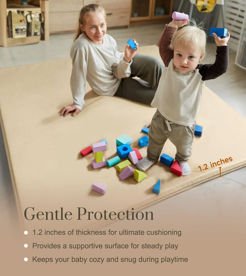 50x50 Baby Mat for Floor, Thick Soft Non-Toxic Vegan Leather Baby Play Mat, Waterproof Foam Play Mat, Padded Play Mat
