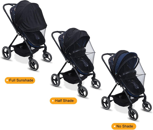 Baby Mosquito Net for Stroller Sun Protection,2 in 1 Baby Stroller Mosquito Net,Adjustable Stroller Mosquito Net Sunshade,Breathable Double Zip Stroller Netting Mosquito (Upgrade, Black)