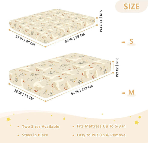 miaozhen 1 Pack 52x28 Cotton Baby Crib Sheets Comfy Breathable Cute Cartoon Garden Gooses Beige Unisex Child Crib