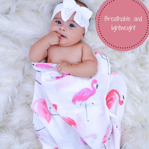 100% 47 47 Inches LollyBanks Muslin Swaddle Blankets, Cotton Baby Swaddle Blanket for Girls, Soft and Large x Newborn