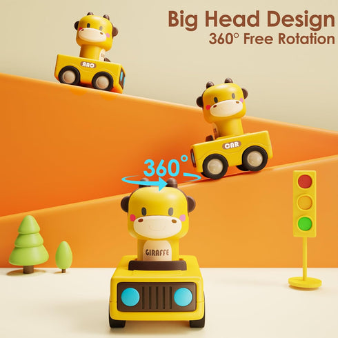 iPlay, iLearn Press and Go Car Toys for Toddlers 1-3 | Baby Animal Racing Cars | Infant Play Vehicle Set