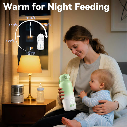 Umakep 12oz Portable Bottle Warmer, Large Capacity with Dual Heating Modes for Breast Milk & Water, Smart Temperature