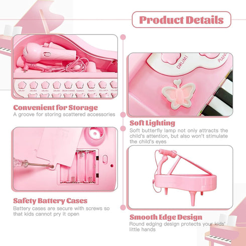 24 1 2 3 4 5 (24 Love&Mini Piano Keyboard Toys for Girls - Keys Toddler Piano Music Toy Instruments with MicrophonePink