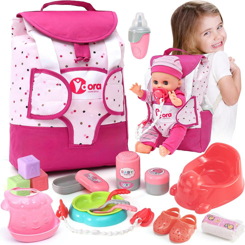 TUZT Baby Doll Accessories Playset, Baby Doll Care Toys with Changing Bag