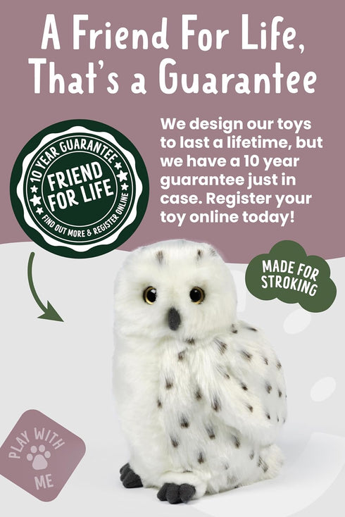Living Nature Snowy Owl Stuffed Animal, 7 inches, Fluffy Owl Gift for Kids