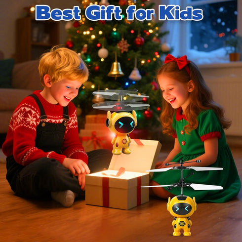 6-8 9 10 11 12+ Flying Robot Toys for Kids, Rc Flying Toy Hand Operated Drones with LED Lights Indoor Mini Drone Remote