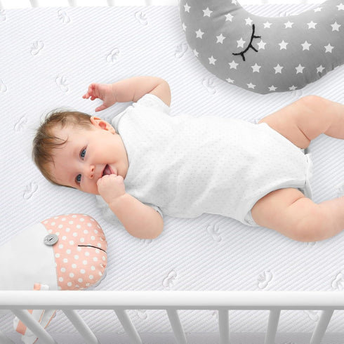 100% 52" 28" 8.6" Crib Mattress Protector Sheets Fitted Waterproof Crib Mattress Pad Cover, Noiseless & Machine Wash