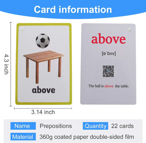 Richardy Toys&Sports/Instrument/Classroom/Prepositions Flash Cards English Kids Montessori Learning Toy Child Pocket