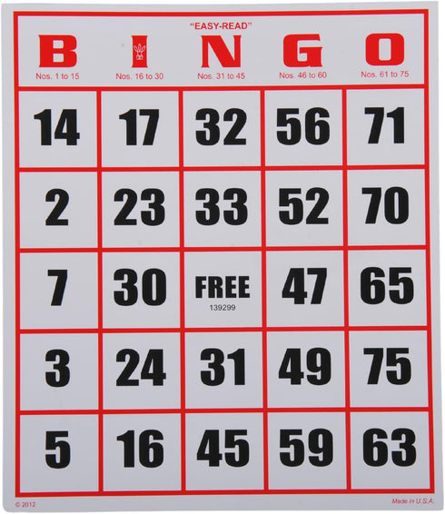 Regal Bingo - Easy Read Jumbo Bingo Cards, 50 Count, Perfect for Large Groups, Non-Repeating Set