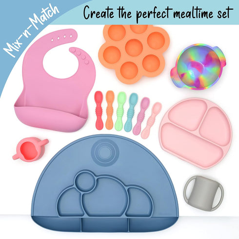 Silicone Chew Spoon Set for Babies and Toddlers, BPA Free, Microwave, Dishwasher and Freezer Safe, Earth Shades