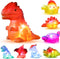 8 Pack Light Up No Hole Dinosaur Bath Toy Set, Color Changing Floating Dino Pool Toy for Baby Toddler Kids