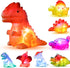 8 Pack Light Up No Hole Dinosaur Bath Toy Set, Color Changing Floating Dino Pool Toy for Baby Toddler Kids