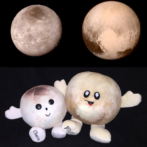 7.5", 8.5" 0+ Celestial Buddies Pluto & Charon Buddy | Soft Stuffed Plush Embroidered Features Fun Planet Facts Tag