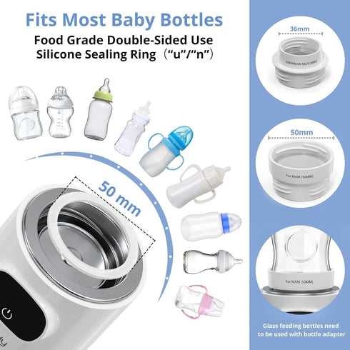 Portable Cordless Bottle Warmer, Includes 2 Adapters, Fast Heating, Accurate Temperature Control, for Breastmilk or
