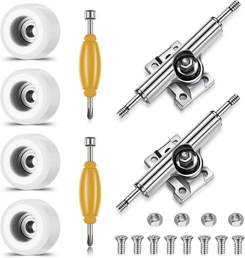 Zhehao 8 Pcs Fingerboard Bearing Wheels, Standard Tool with CNC Lathed Bearing and Nut Driver for Finger Skateboard