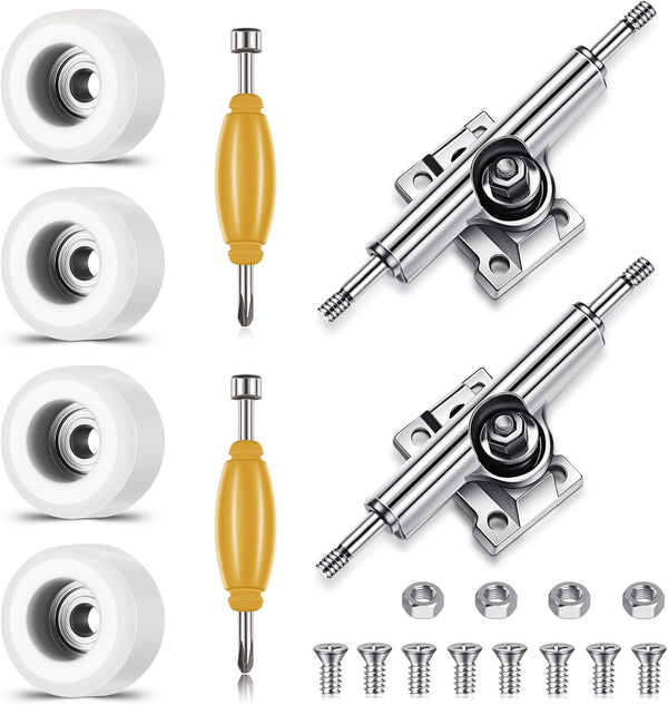 Zhehao 8 Pcs Fingerboard Bearing Wheels, Standard Tool with CNC Lathed Bearing and Nut Driver for Finger Skateboard