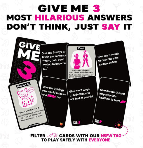 3 10 2+ SAVANA GIVE ME - Fast Paced and Hilarious Second Rule Adult Party Games | Players | Card Game for Adults |