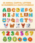 Wooden Thick Alphabet Magnets for Toddlers Fridge Large Size Cute Animal Colorful ABC Magnetic Letters 26 Uppercase Letters 0-9 Numbers Toy Set for Kids Toddlers Preschool Learning Spelling