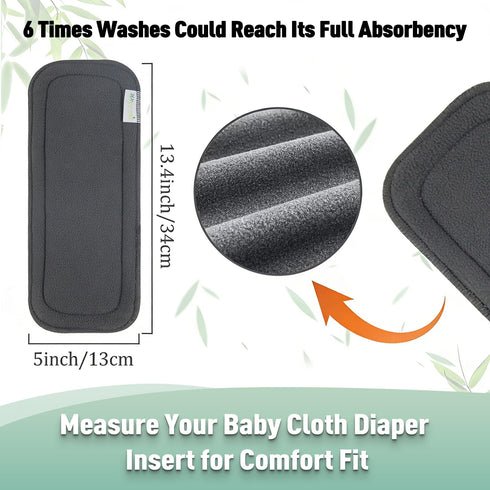 5 12 Pack Wegreeco Reusable Soft Layers Charcoal Inserts for Baby Cloth Diaper,High Absorbing Washable Liners