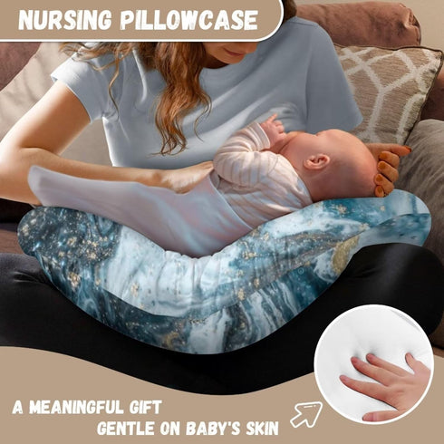 Hechitok Blue Marble Nursing Pillow Cover, Premium Quality Soft Breast Feeding Pillow Covers Great for Breastfeeding