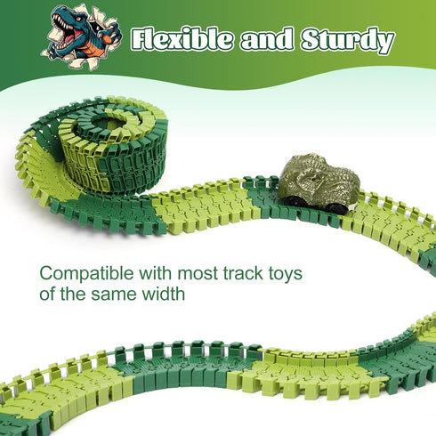96 Set 3-5 5-7, FUNBUD Pieces Dinosaur Track Expansion for Kids - Birthday Gift for Boys Ages Compatible with Most Dino