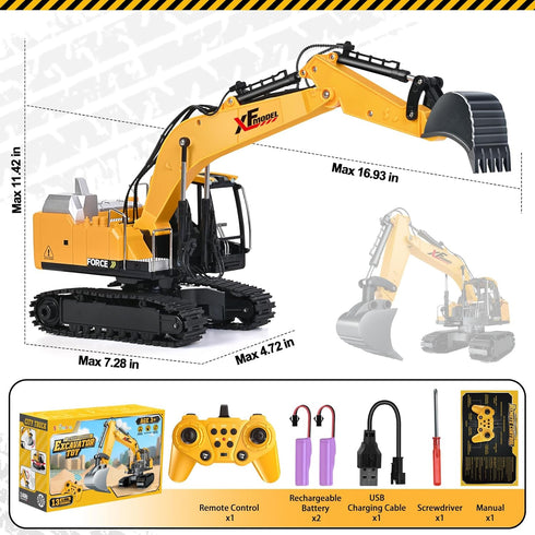 13 3-5 4-7 8-12 2.4Ghz Shemira Remote Control Excavator, Channel RC Excavator Toy for Boys Year Old, RC Construction