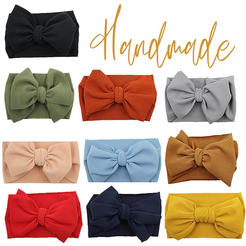 KIDOCHEESE Big Bows Baby Girl Headbands with Bows, Elastics Nylon Hairbands, Oversized Head Wraps, Large Hair Bow